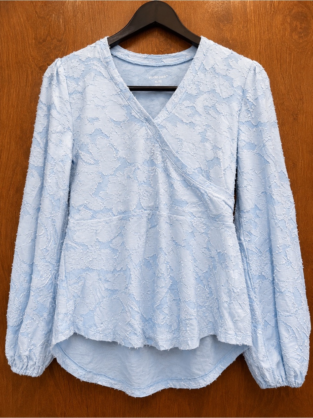 Studio Park x Terri Conn Faux Wrap Textured Knit Top X small